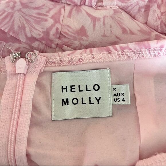 Hello Molly Cute Gaze Ruffle Tiered Mini Dress in Pink Floral Size 4 Small - Picture 8 of 13